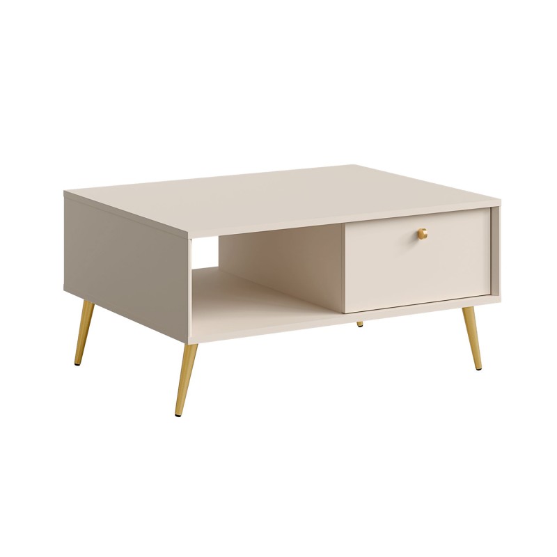 Table basse design AZURÉA – 1 niche + 1 porte abattante – Coloris sable