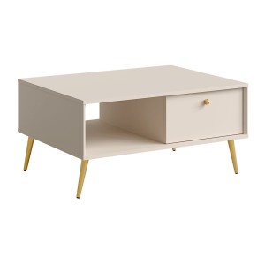 Table basse design AZURÉA – 1 niche + 1 porte abattante – Coloris sable