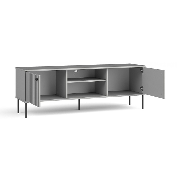 Meuble TV ISIS – 2 portes & 2 niches – Gris – 157x55x41 cm