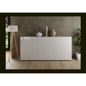 Buffet 3 portes SCENA blanc laqué mis en situation dans un décor 3D