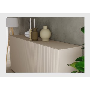 Zoom sur le plateau du buffet SCENA 3 portes cachemire