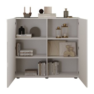 Buffet haut SCENA blanc laqué ouvert