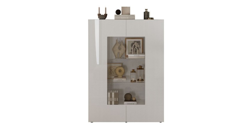 Vitrine SCENA blanc laqué 2 portes