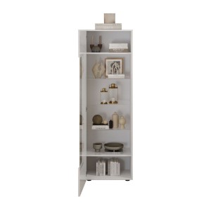 Vitrine SCENA 1 porte blanc laqué ouverte