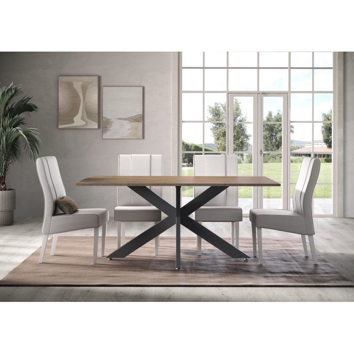 Table GWEN chêne mercure mis en situation dans un décor 3D sous un autre angle