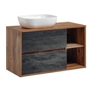 Ensemble meuble sous vasque GABI 100 cm avec vasque à poser blanche