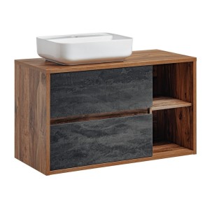 Ensemble meuble sous vasque GABI 100 cm avec vasque rectangulaire blanche