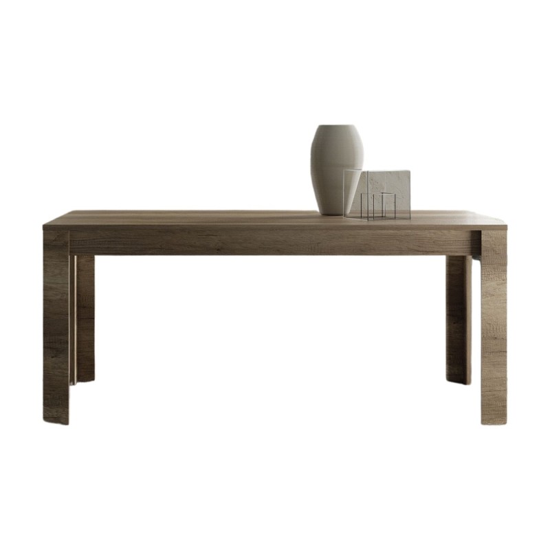 Table 180x90cm, collection HOL, coloris chêne foncé