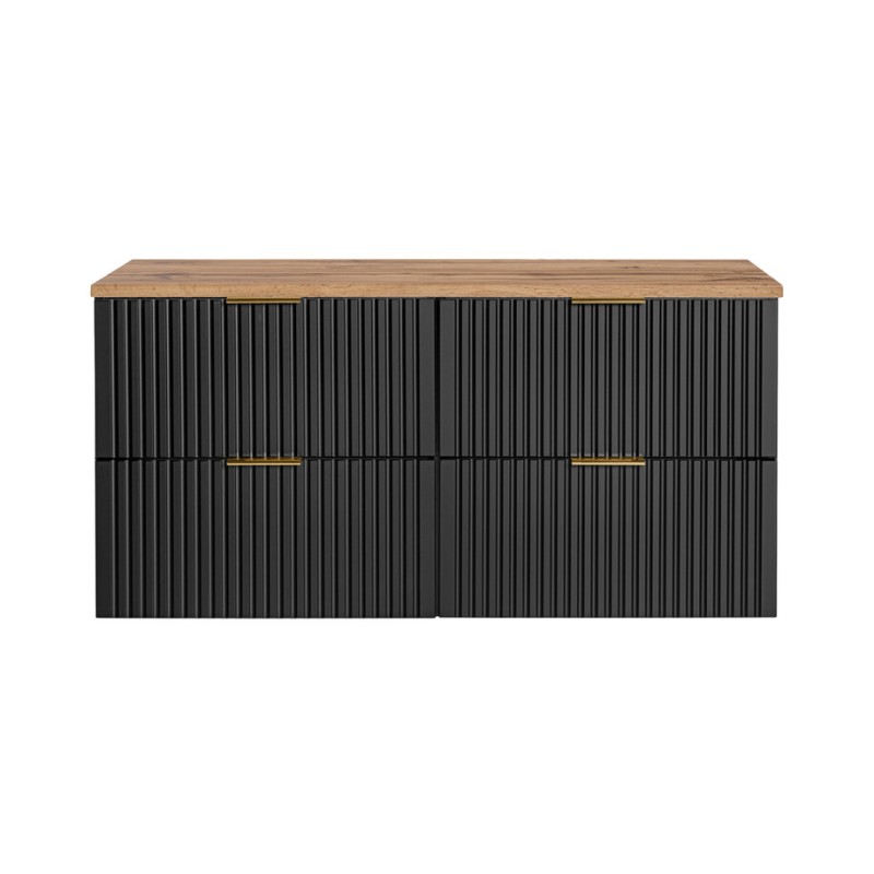 Ensemble meuble sous vasque NOXERA 120 cm – Noir mat et chêne – 2 meubles + plan vasque Ensemble meuble sous vasque NOXERA 120 cm – Noir mat et chêne – 2 meubles + plan vasque