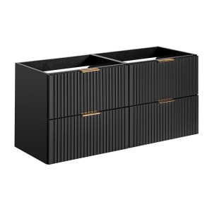 Grand meuble sous vasque NOXERA 120 cm – Noir mat – 4 tiroirs spacieux