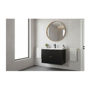 Meuble sous vasque NOXERA 80 cm – Noir mat – 2 tiroirs + plan vasque