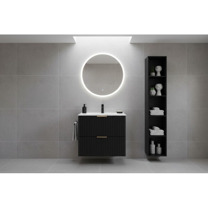 Meuble sous vasque NOXERA 80 cm – Noir mat – Vasque encastrée + siphon