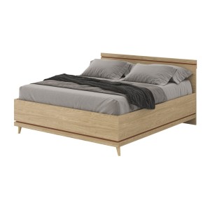 Lit NOKI – 180x200 cm chêne clair et moka – Style scandinave sans sommier