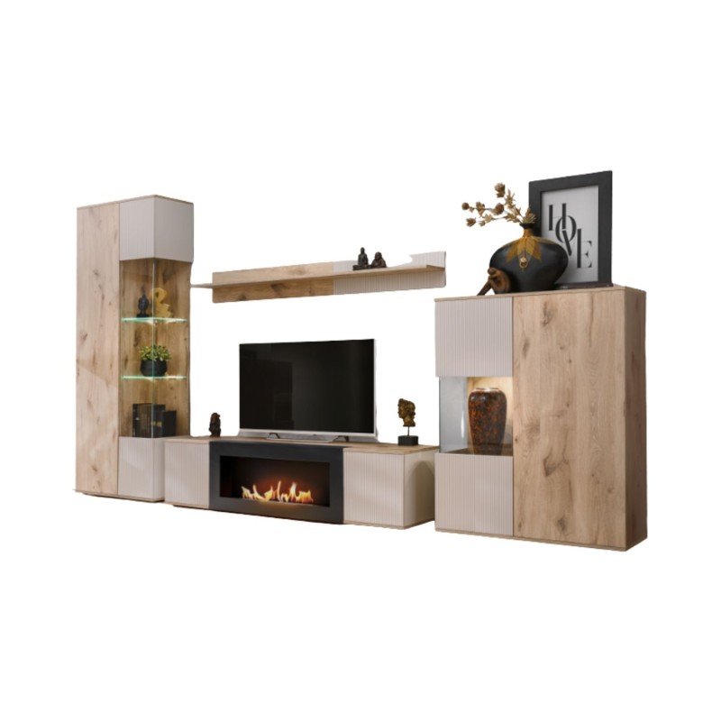 Composition murale ERINA avec cheminée bio-éthanol