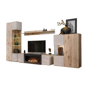 Composition murale ERINA avec cheminée bio-éthanol