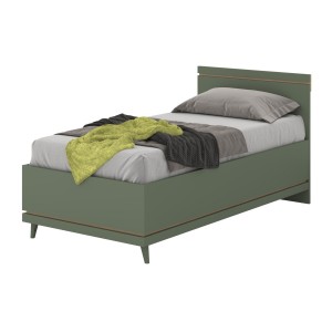 Lit coffre enfant NOKI – 100x200 cm vert et bois – Style scandinave