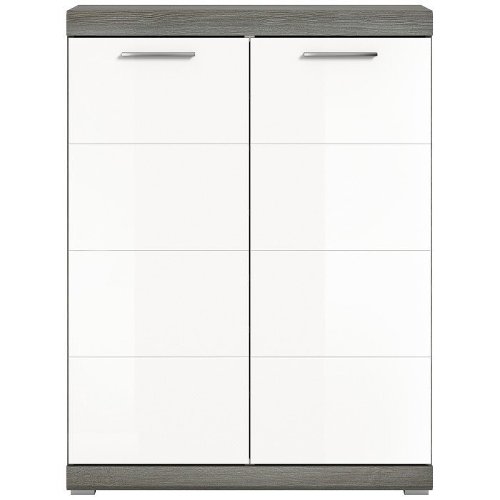 Buffet SCOTT – Blanc brillant – 2 portes, 7 niches – À poser