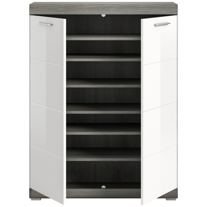 Buffet SCOTT – Blanc brillant – 2 portes, 7 niches – À poser