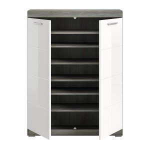 Buffet SCOTT – Blanc brillant – 2 portes, 7 niches – À poser