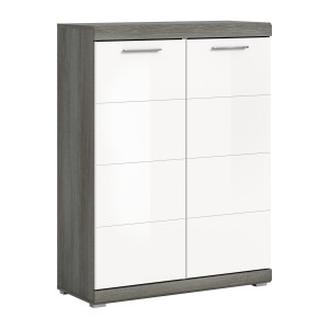 Buffet SCOTT – Blanc brillant – 2 portes, 7 niches – À poser