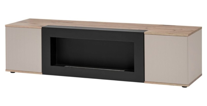 Meuble TV ERINA avec cheminée bio-éthanol intégrée