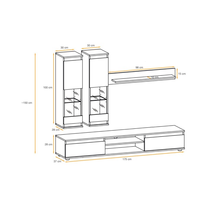 Dimensions totales composition murale DOMO cachemire