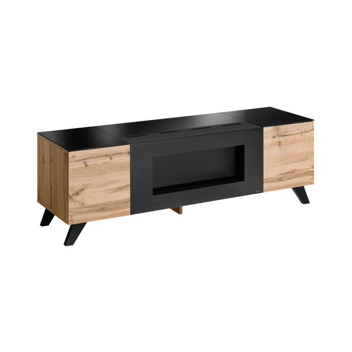 Meuble TV TINO avec cheminée bio-éthanol intégrée