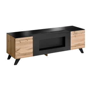 Meuble TV TINO avec cheminée bio-éthanol intégrée