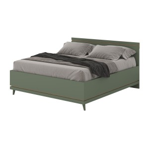 Lit + sommier NOKI – 160x200 cm vert et bois – Style scandinave