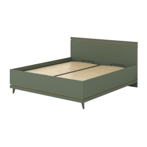 Lit avec sommier NOKI – 180x200 cm vert et bois – Style scandinave