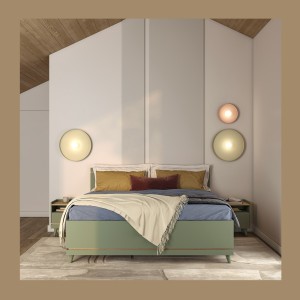 Lit avec sommier NOKI – 180x200 cm vert et bois – Style scandinave