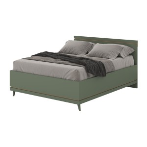 Lit avec sommier NOKI – 180x200 cm vert et bois – Style scandinave