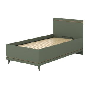 Lit enfant + sommier NOKI – 100x200 cm vert et bois – Style scandinave