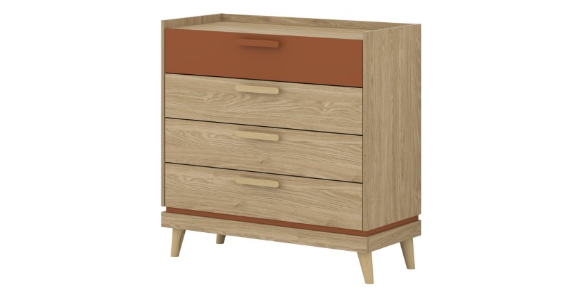 Commode NOKI – Chêne clair et moka – 3 tiroirs style scandinave
