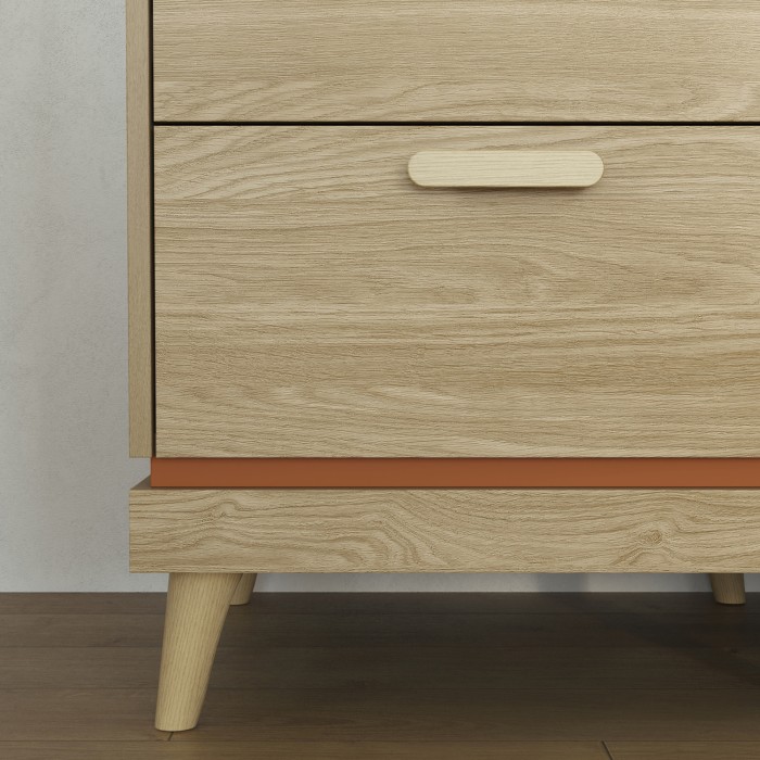 Commode NOKI – Chêne clair et moka – 3 tiroirs style scandinave