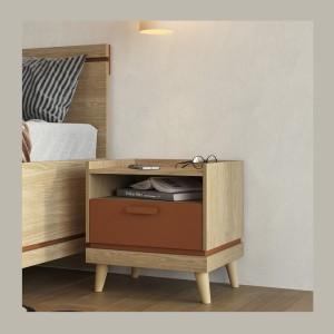 Table de chevet NOKI – Chêne clair et moka – 1 tiroir style scandinave