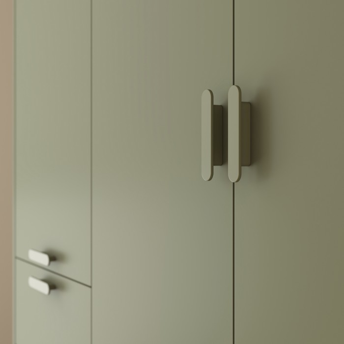 Armoire NOKI – 4 portes vert et bois – Style scandinave