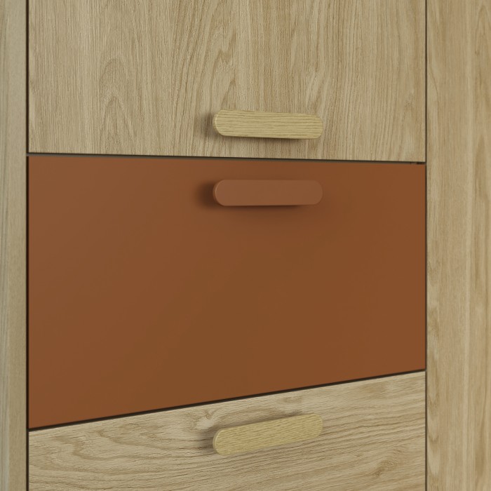 Armoire NOKI – 3 portes chêne clair et moka – Style scandinave