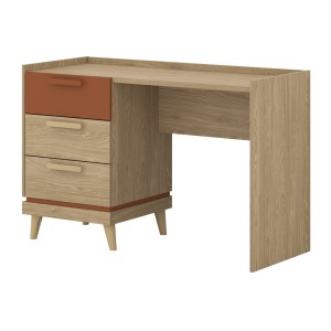 Pack chambre enfant NOKI style scandinave – Lit + bureau + armoire + bibliothèque – Chêne clair et moka