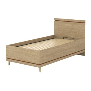 Pack chambre enfant NOKI style scandinave – Lit + bureau + armoire + bibliothèque – Chêne clair et moka