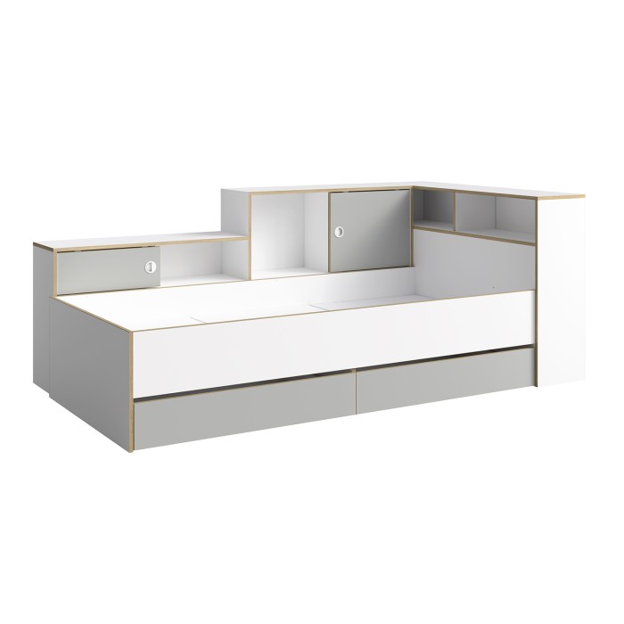 Chambre enfant complète ELYO – Bureau + Lit + Armoire avec bibliothèque