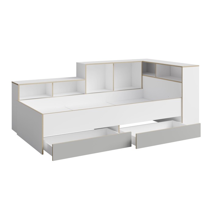 Chambre enfant complète ELYO – Bureau + Lit + Armoire avec bibliothèque