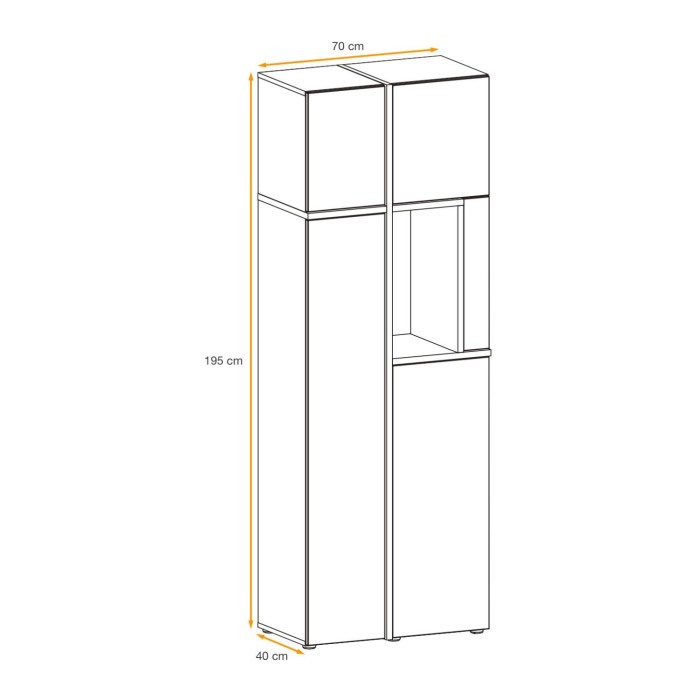 Vitrine CRISS chêne clair et noir dimensions