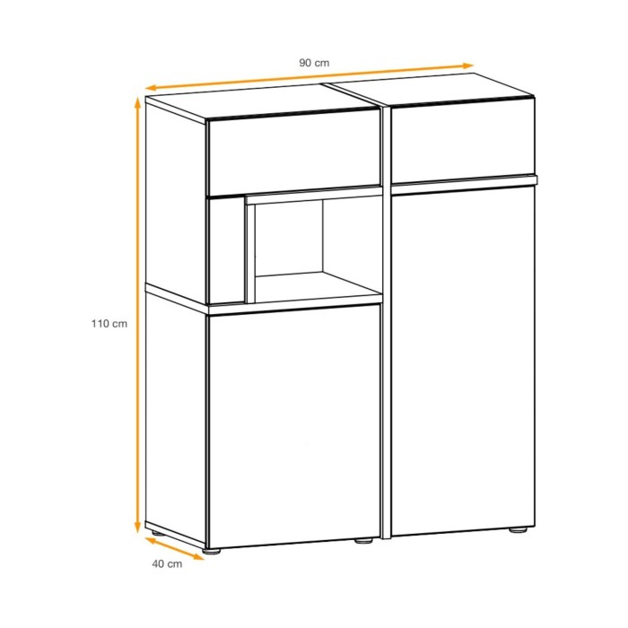 Buffet haut CRISS chêne clair et noir dimensions