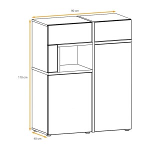Buffet haut CRISS chêne clair et noir dimensions