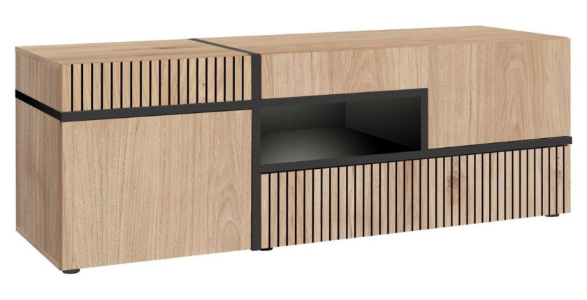 Meuble TV CRISS chêne clair et noir