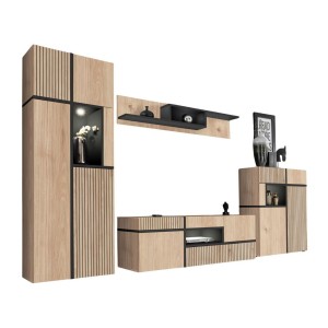 Ensemble de salon CRISS chêne clair et noir