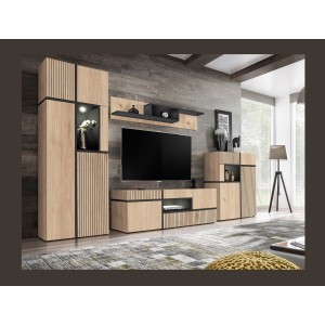 Ensemble de salon complet CRISS chêne clair et noir