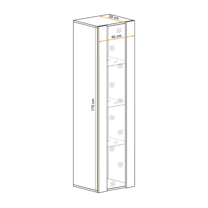 Vitrine FLY chêne clair dimensions
