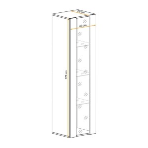 Vitrine FLY chêne clair dimensions